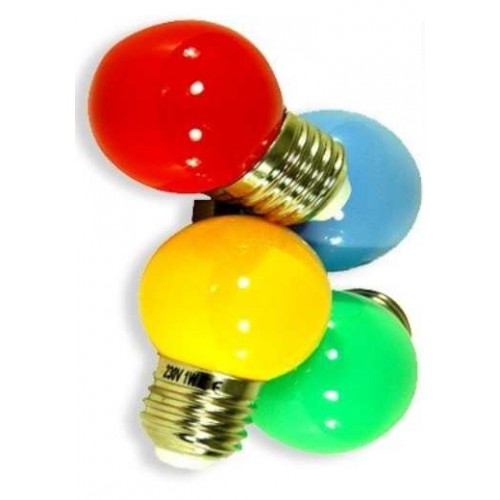 prikkabel | | 1W | kunststof bol | set van rood, groen, geel, blauw | lichtbeleving 15 Watt